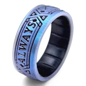 Enso Rings Harry Potter Silicone Ring - Always -Moonstone/Black Pearl - Size 6